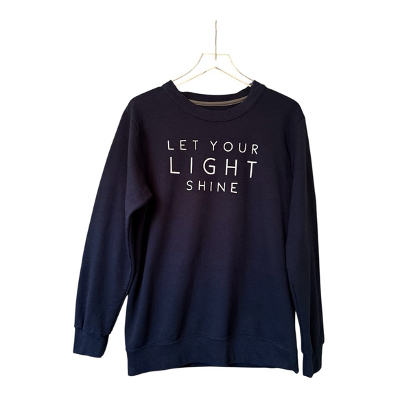 Anvil Tops - EUC Elly & Grace Let Your Light Shine Women's Sweatshirt Medium Navy Blue